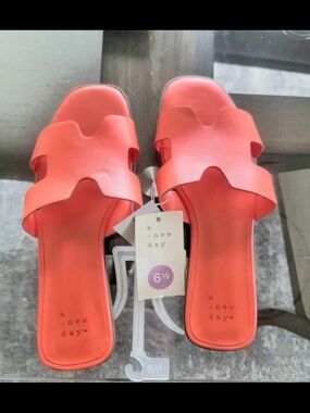 A New Day Womens Nina H-Band Slide Sandals Orange 6.5